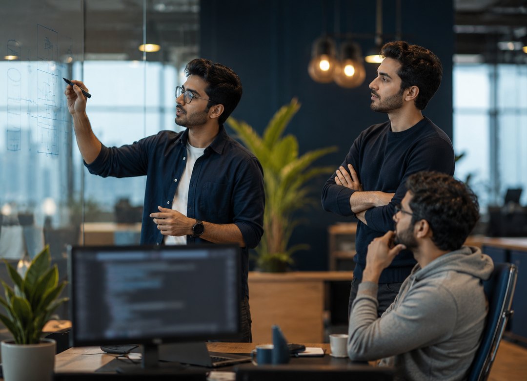 Technology team working in a Dubai office